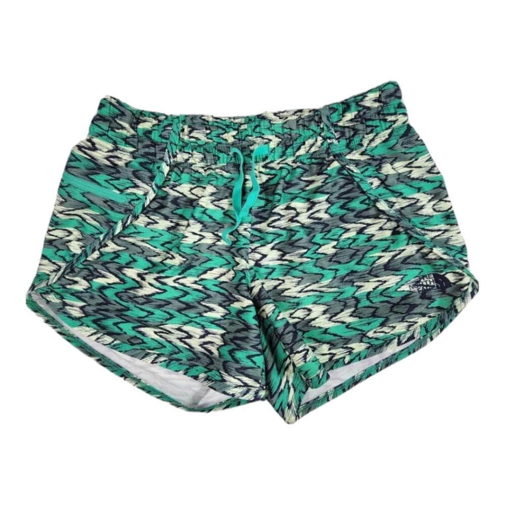 The North Face Women's Class V Mini Shorts Teal Green Geometric ptrn Size Large